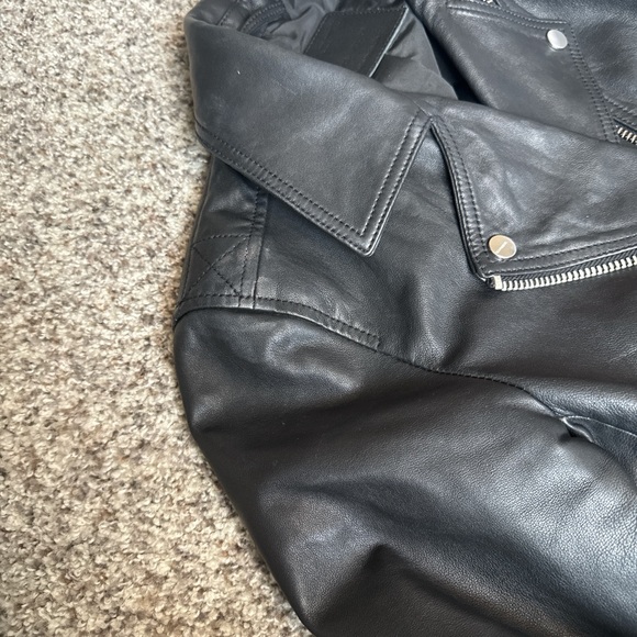 All Saints DALBY CROPPED LEATHER BIKER JACKET - Picture 8 of 8